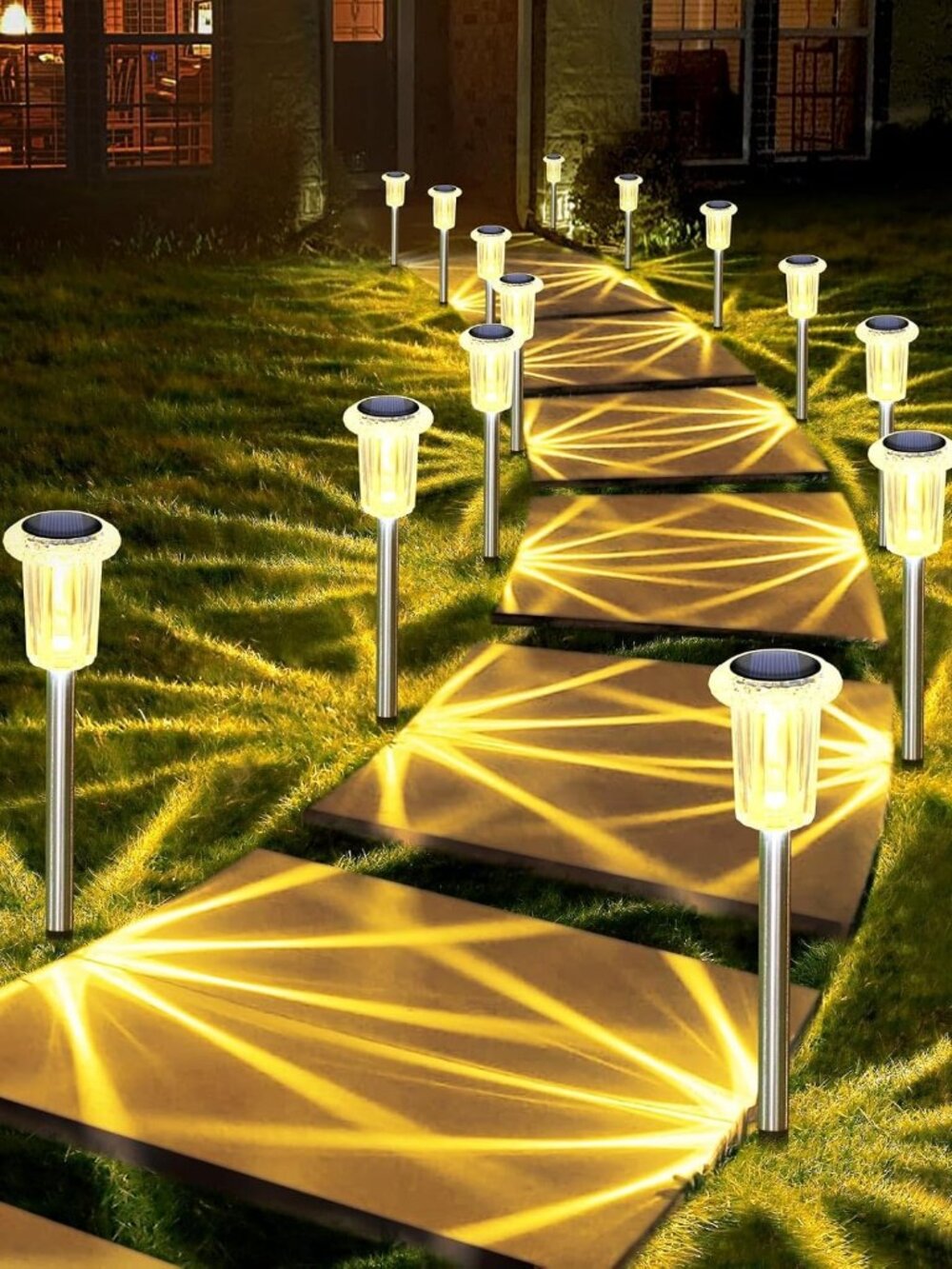10 Pack Solar Pathway Lights Outdoor Waterproof Warm White LED